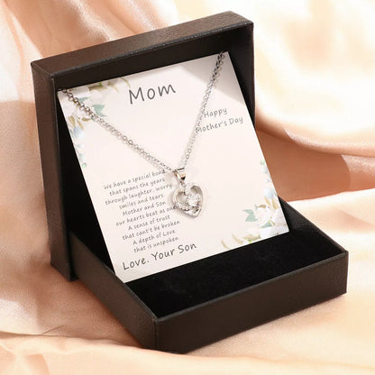 Mother's Day gift necklace with heart-shaped alloy pendant in gift box