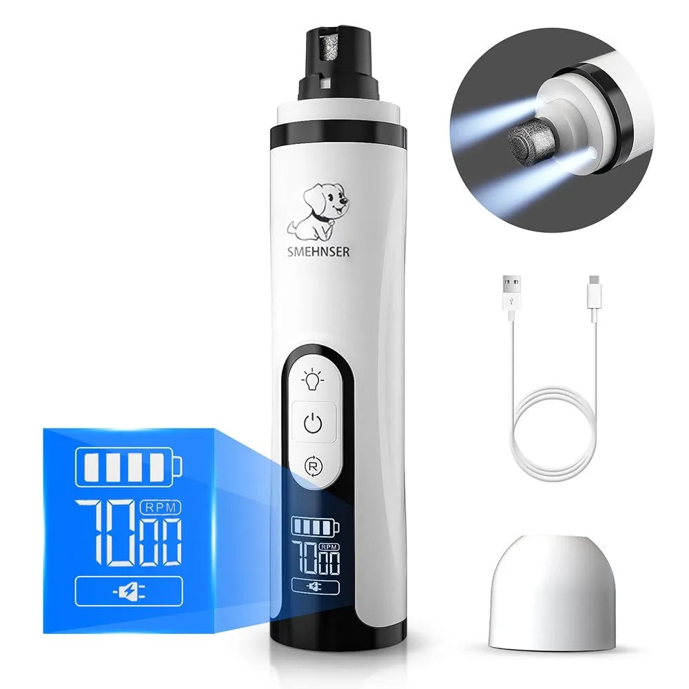 Pet automatic nail piercing device with LED display and dust collection for dog grooming