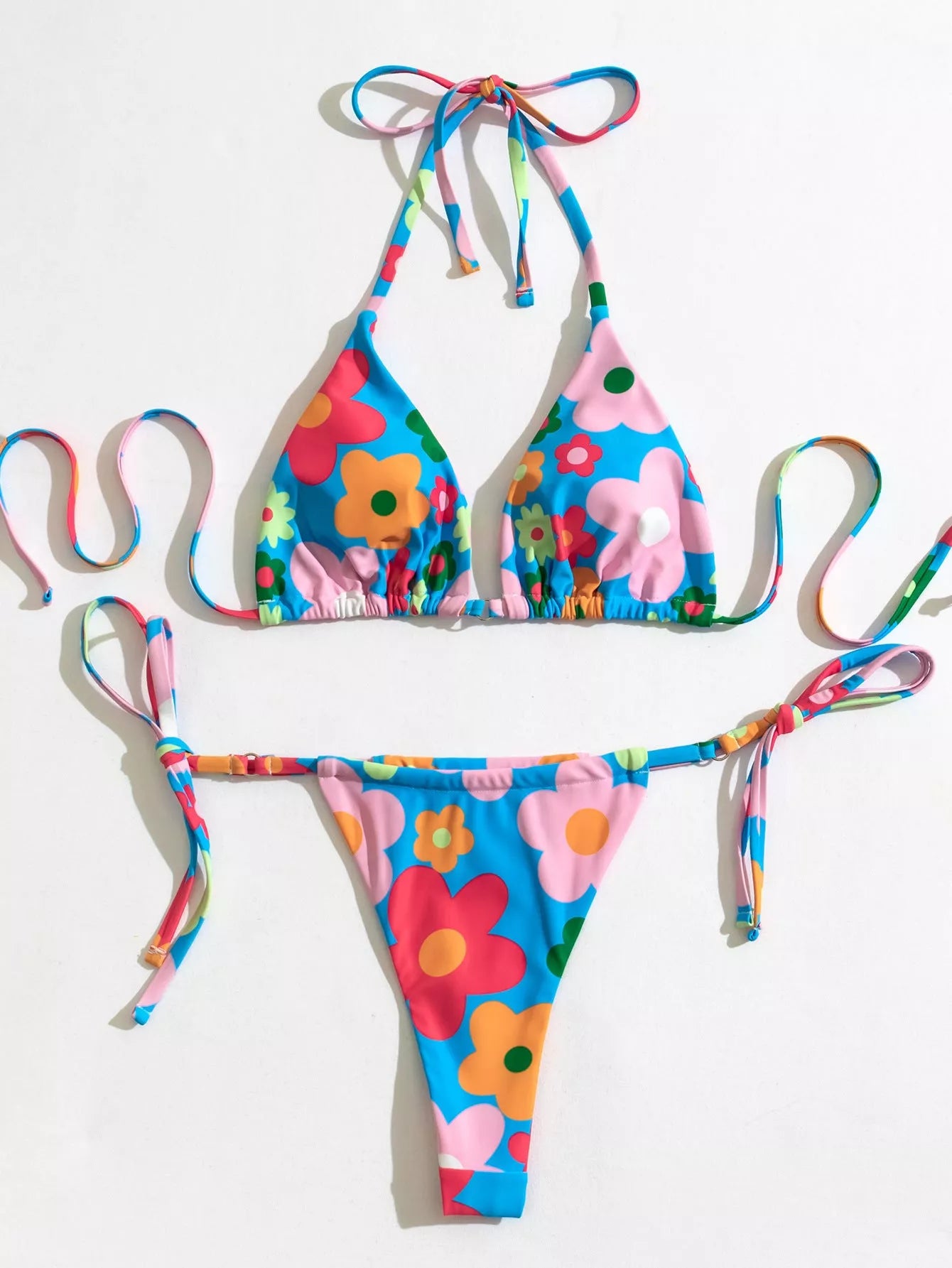 Ladies Fashion Personality Print Split Bikini with chest pad in picture color