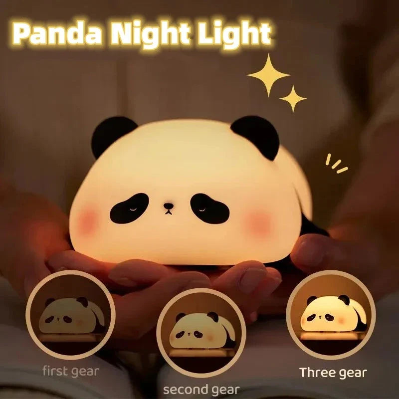 Adorable panda-shaped night light with soft, adjustable warm white LED glow
