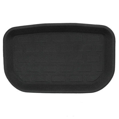 Tesla Model Y TPR floor mat set showing foot mats, storage box mats, and tailbox mats