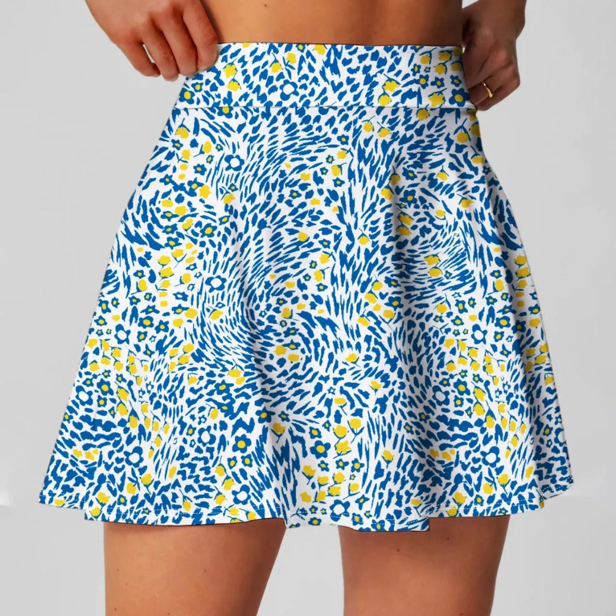 Women's blue high waist half-length sports skirt for golf tennis badminton activities