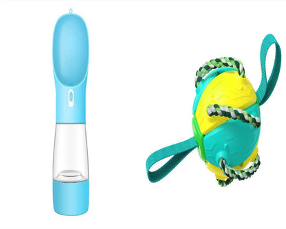 Transforming dog toy that can switch between a ball and frisbee shape, featuring durable construction and interactive play features