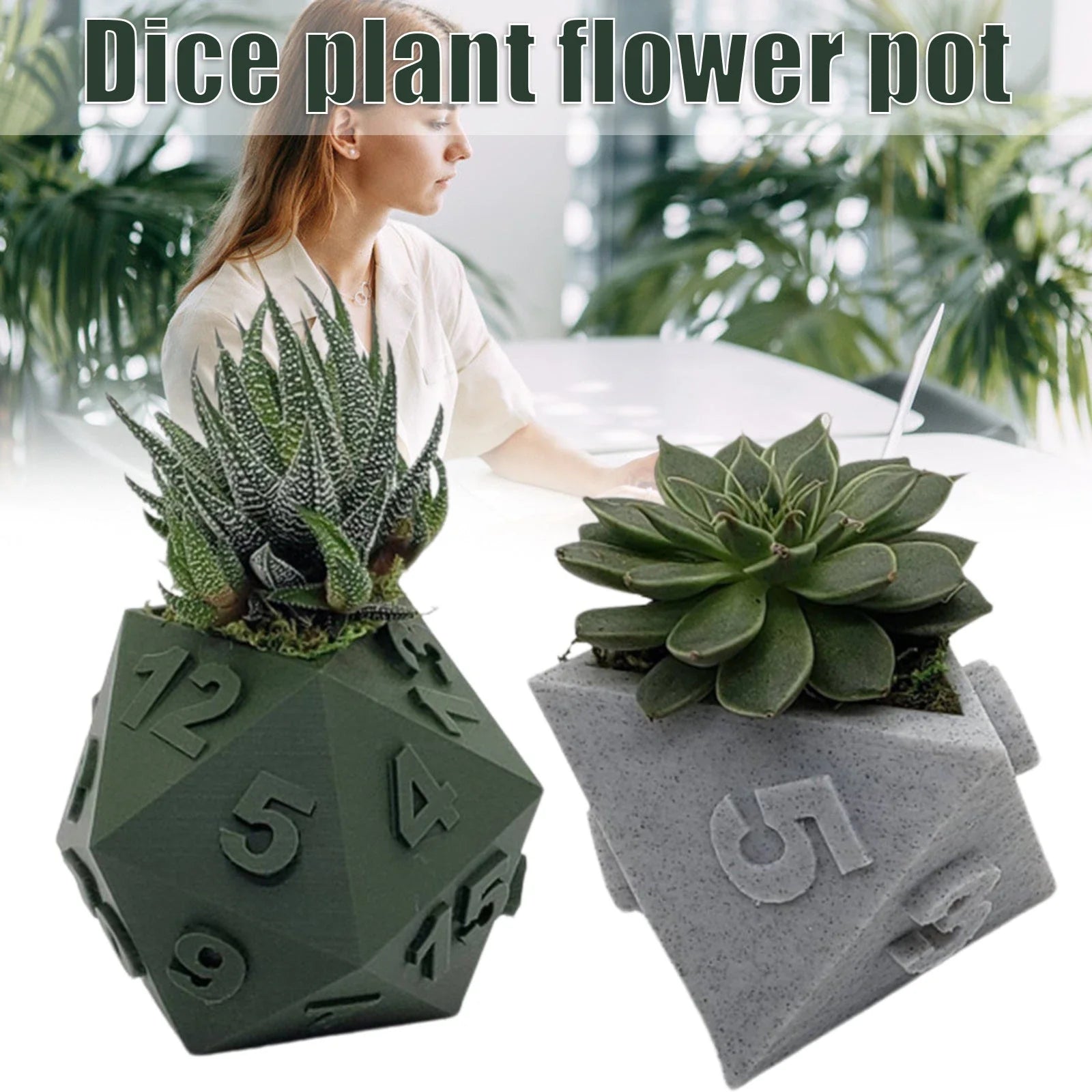 3D printed planter pot with geometric design, suitable for succulents, herbs, or home decor