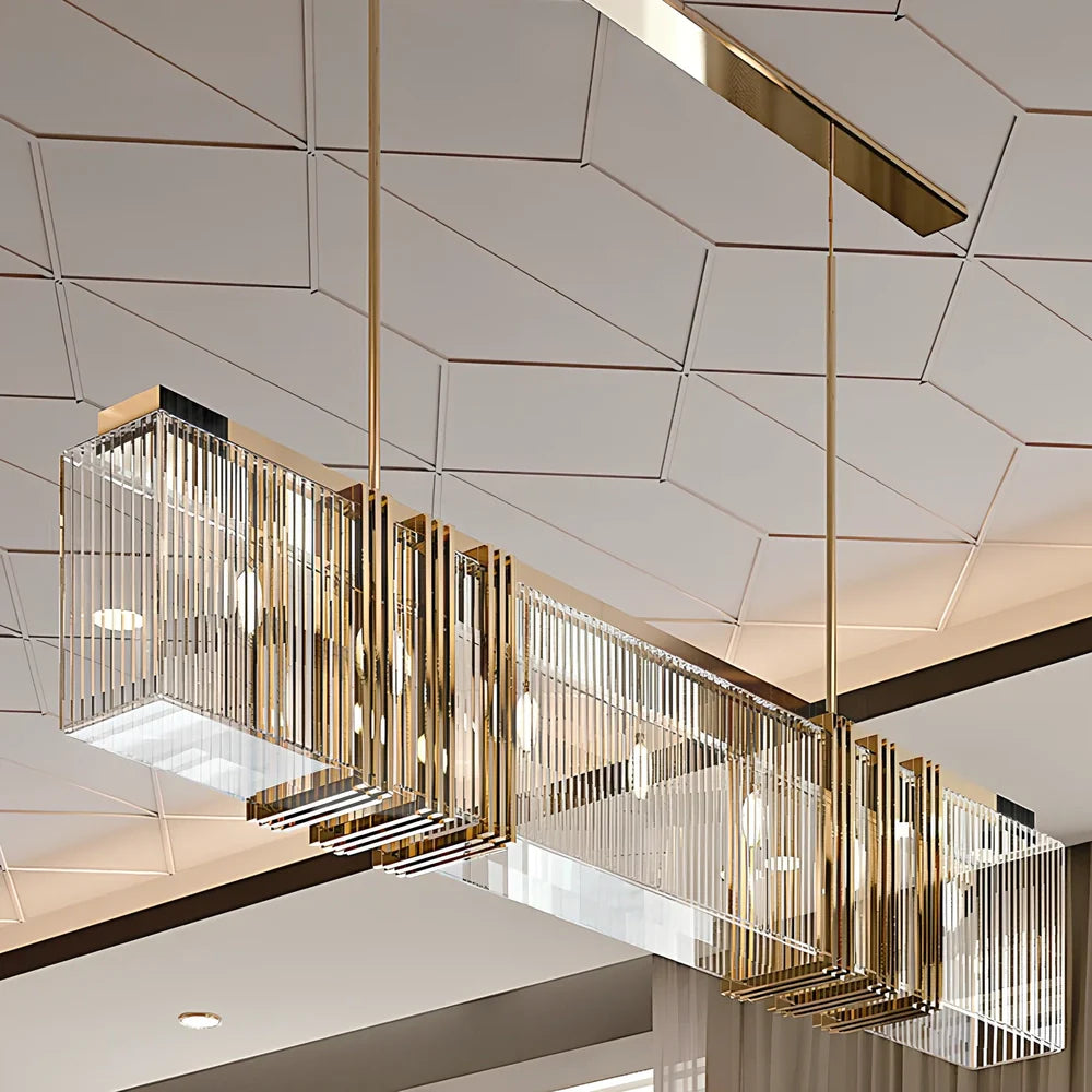 Modern glass chandelier with height adjustment mechanism and 1000mm diameter for restaurant lighting