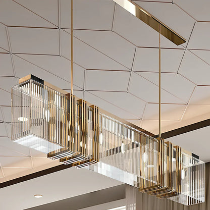 Modern glass chandelier with height adjustment mechanism and 1000mm diameter for restaurant lighting