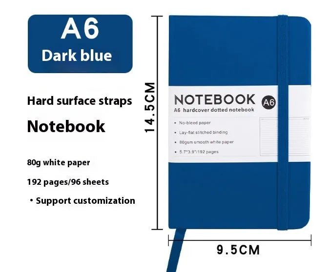 A5 skin feeling PU leather diary with strap closure and horizontal line pages in marble black colour