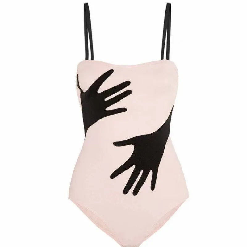 Women's one-piece bikini swimsuit with gauze skirt in polyester for beach swimming