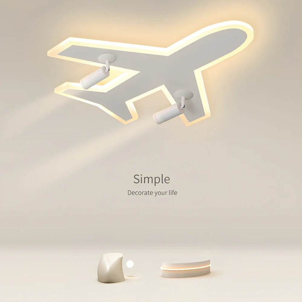 Modern minimalist LED ceiling lamp with acrylic diffuser and remote control for children's room lighting