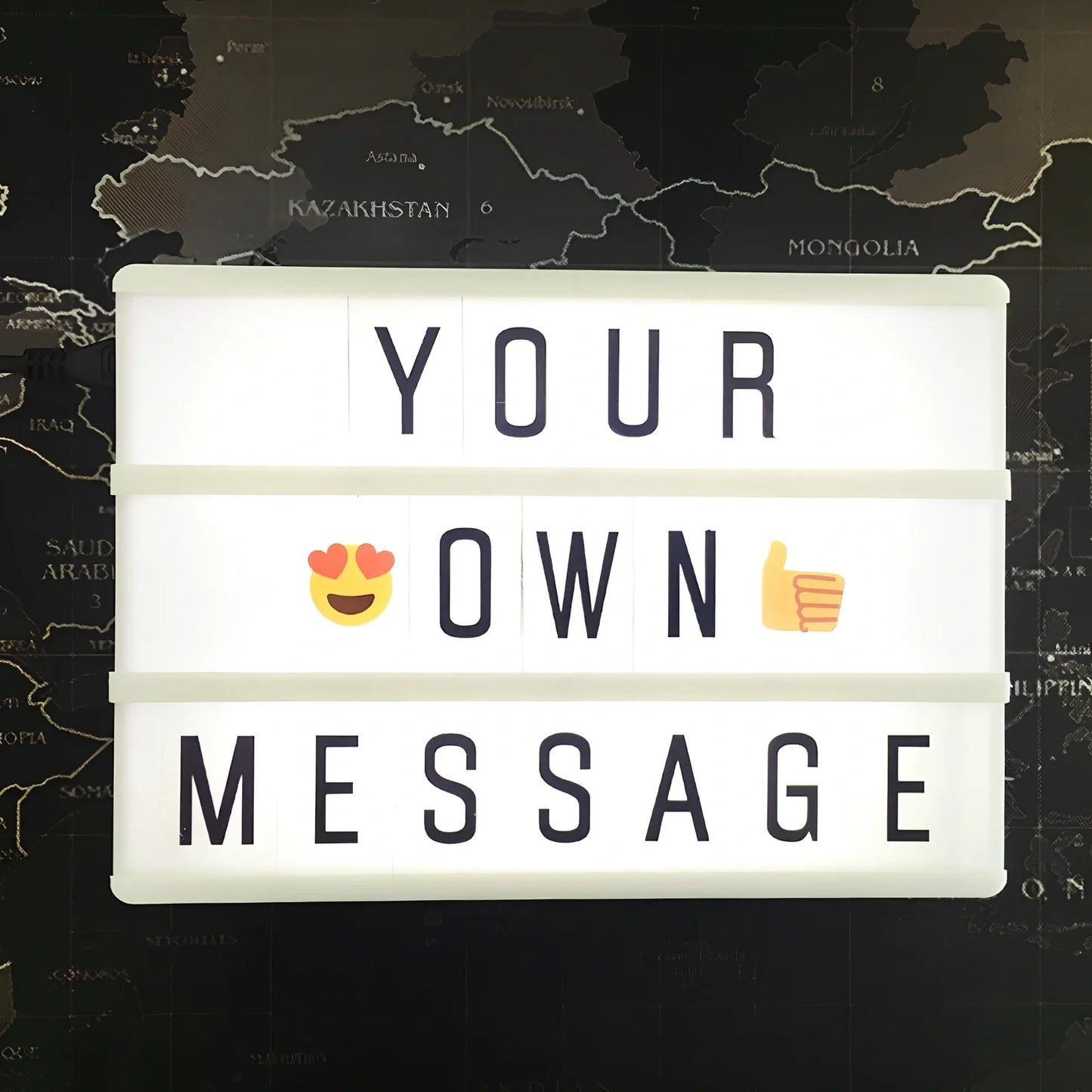 LED letter light box displaying custom message with 2700 lumen brightness