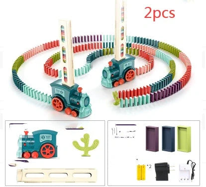 Automatic Domino Licensing Electric Train Set with 100 dominoes for infants