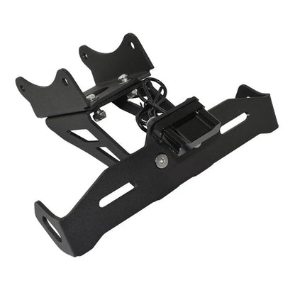 Black aluminium alloy motorcycle licence plate frame for Honda models with fixed bracket mounting
