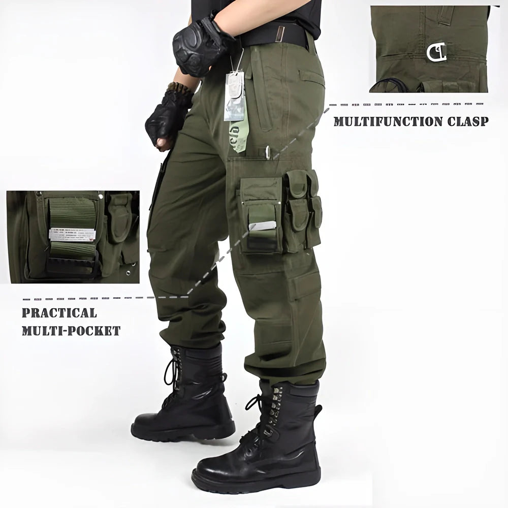 Convertible cargo pants with detachable legs and adjustable belt for versatile outdoor wear