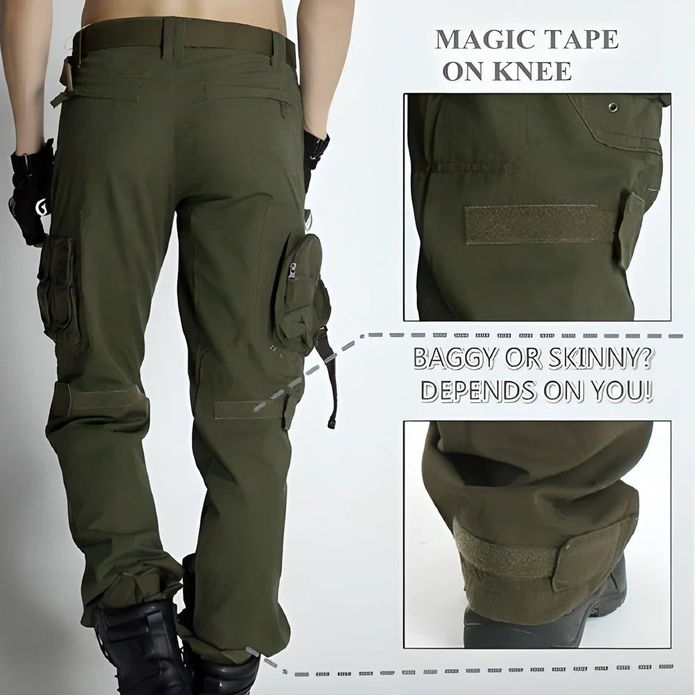 Convertible cargo pants with detachable legs and adjustable belt for versatile outdoor wear