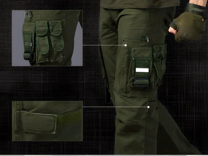 Convertible cargo pants with detachable legs and adjustable belt for versatile outdoor wear
