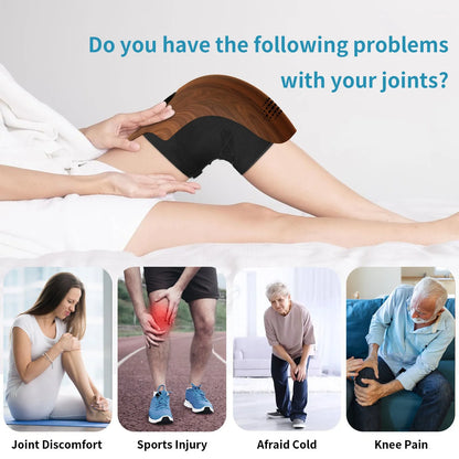 White rechargeable electric knee massager with heating and infrared laser therapy
