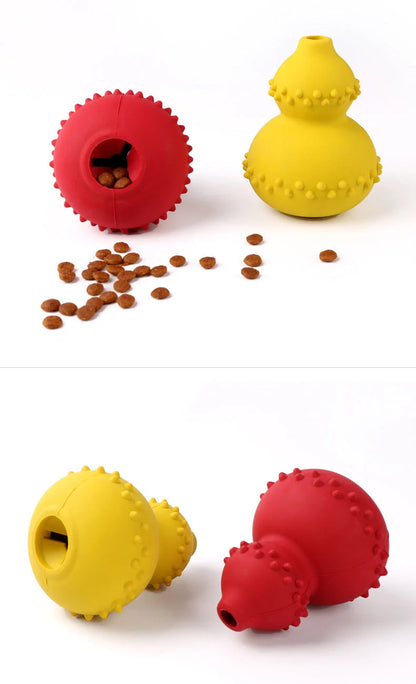 Interactive natural rubber dog toy for teeth grinding resistance, promotes dental health