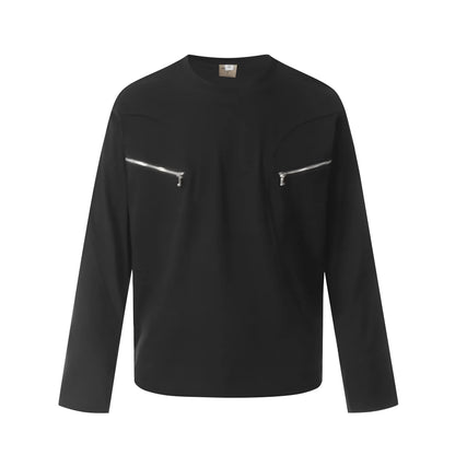 Cotton long sleeve t-shirt in loose fit design shown in black and flower grey colour options