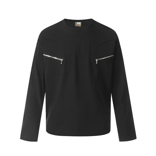 Cotton long sleeve t-shirt in loose fit design shown in black and flower grey colour options