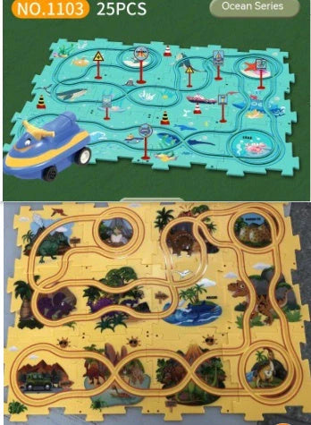 DIY Electric Railroad Speeder Toy for kids with customizable tracks