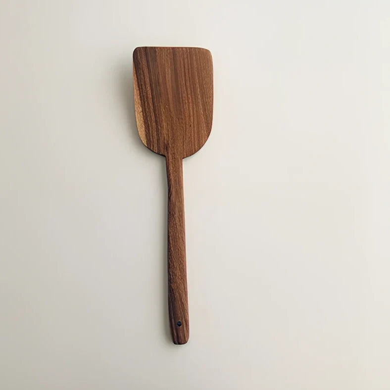 Korean teak wood cooking shovels set with three distinct designs for kitchen use