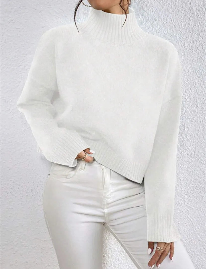 Women's loose pullover top with thread detail, medium thickness, shown in grey, khaki, white, purple, black, red, brown.