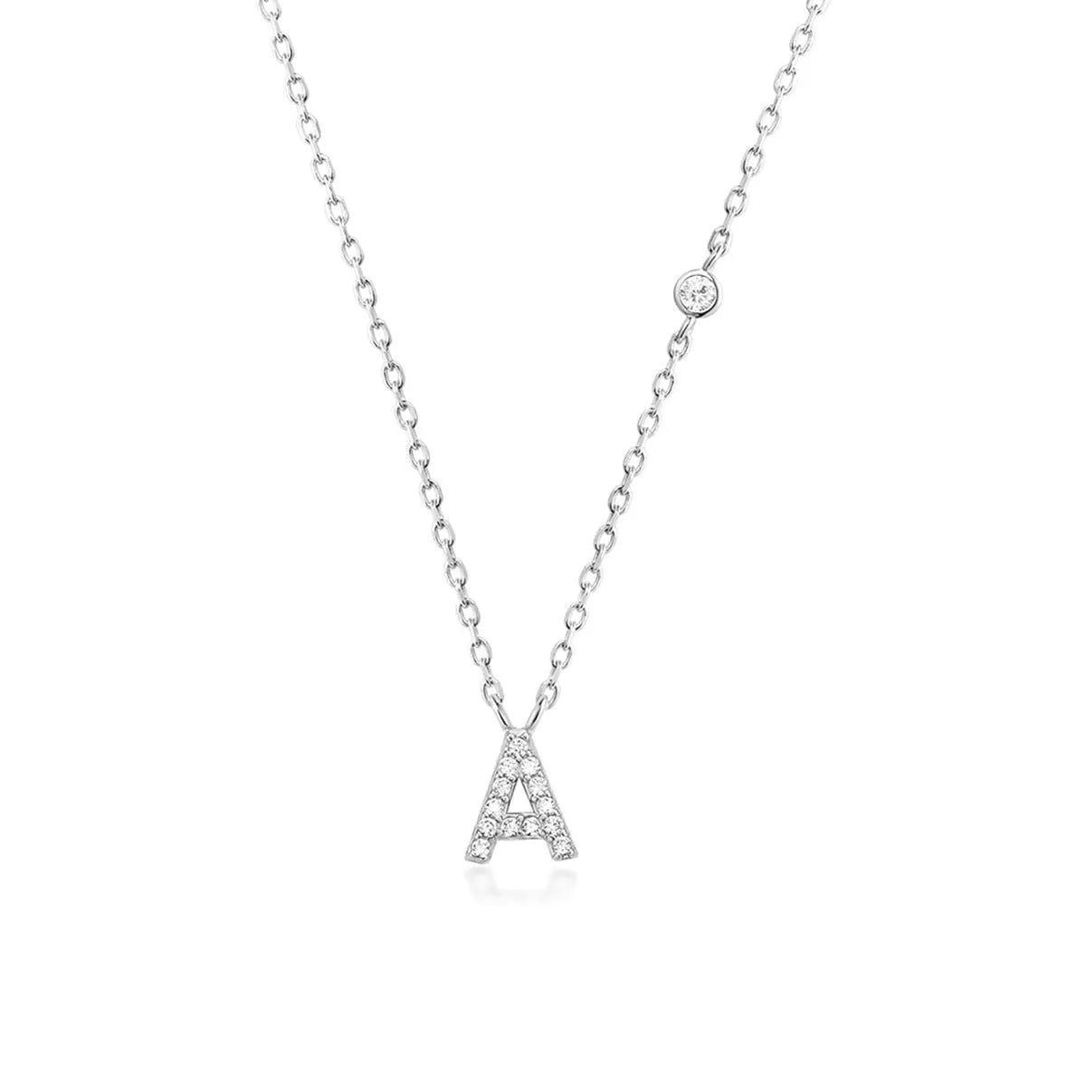 Custom Initial Necklace with sparkling CZ pendant, available in gold or silver finish