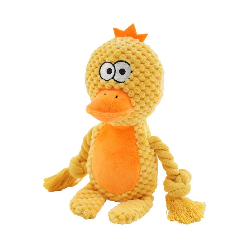 Plush dog rope toy in animal design for interactive tug-of-war play