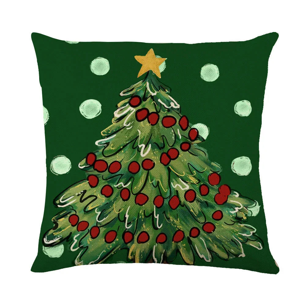 Festive throw pillow covers with various snowflake designs for Christmas home decor