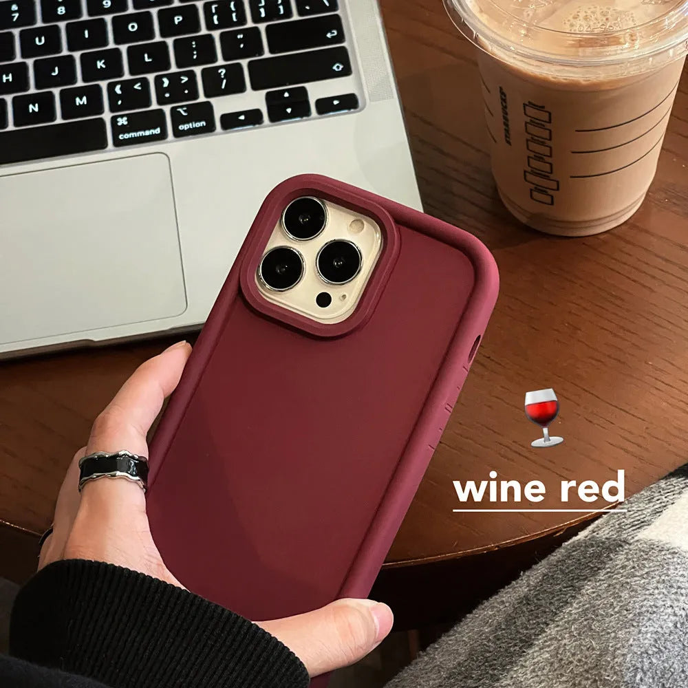 Frosted skin feeling solid colour silicone iPhone case on a phone