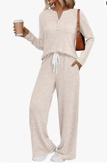 V-neck striped knit long coat with lace-up details and multiple pockets in light grey colour