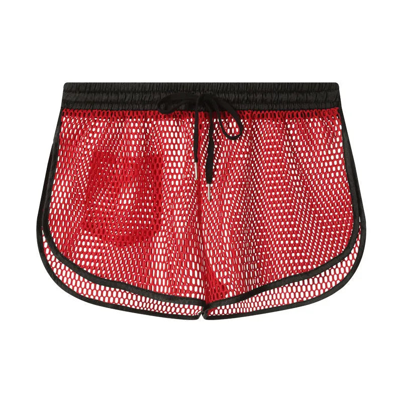Men's loose fit polyester boxers in solid black, white, grey and red colours