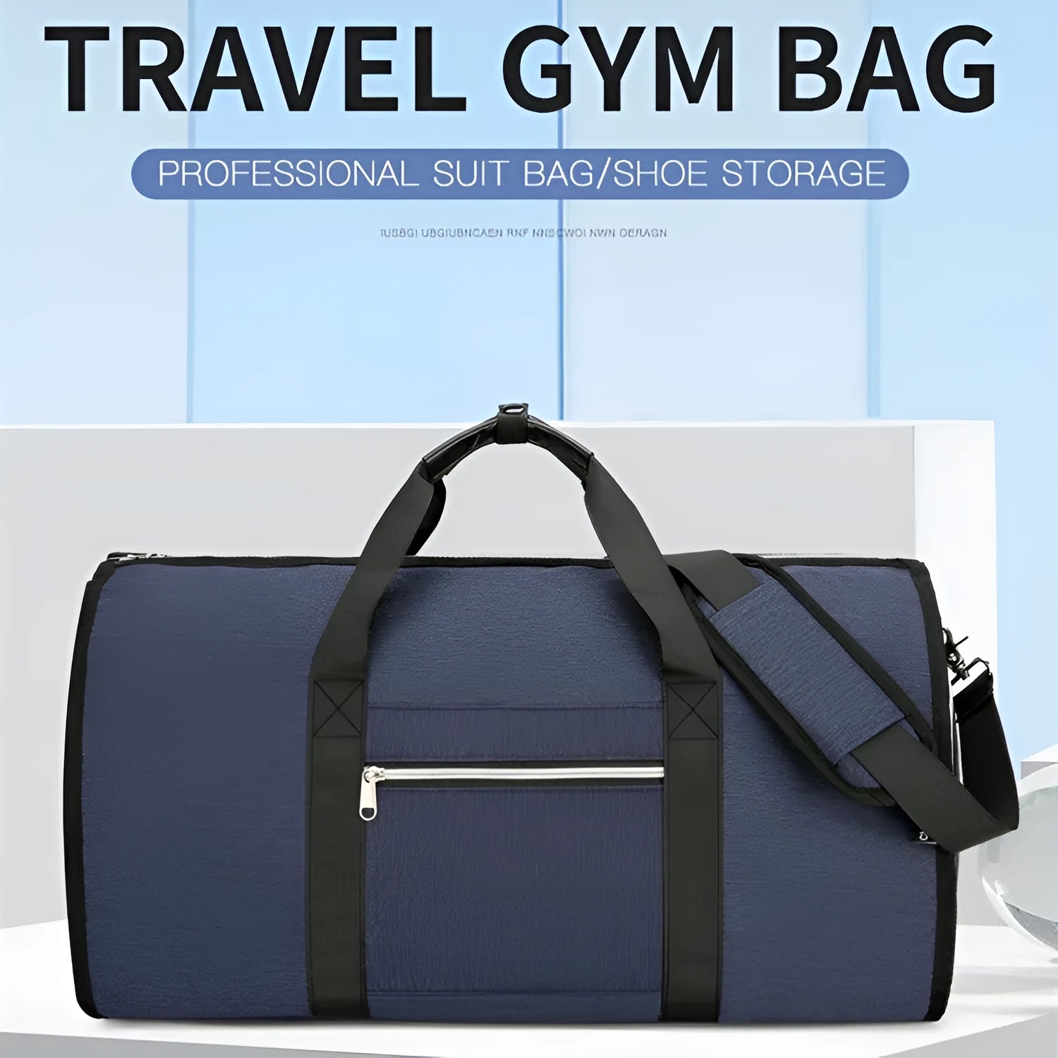 Oxford cloth sports bag in grey colour showing compartments for dry and wet separation.