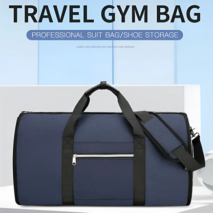 Oxford cloth sports bag in grey colour showing compartments for dry and wet separation.