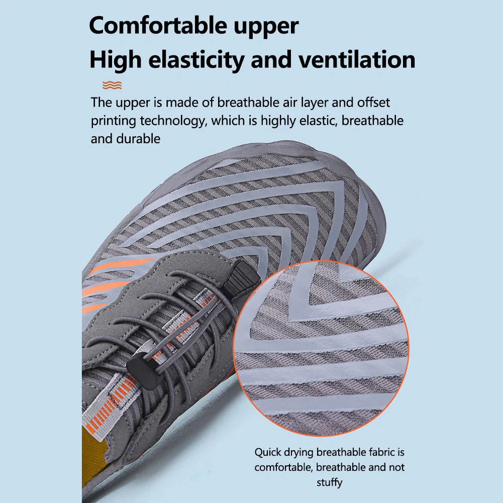 Leisure swimming wading shoes with non-slip rubber sole in grey, black, white, and moonlight colors