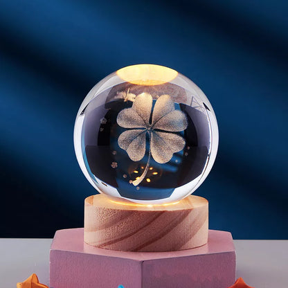 Crystal Ball Night Light with 3D Carved Solar System Design