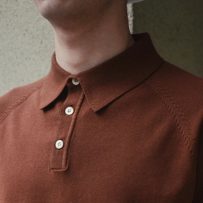 Retro knitted cotton short-sleeved t-shirt in slim fit showing multiple colour options