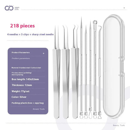 4-piece silver metal acne needle set for blackhead extraction with ultra fine pointed tips