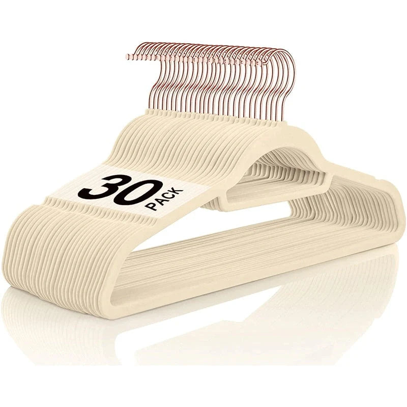 Multifunctional non-slip flocking hanger with Rose Gold hook in various colors