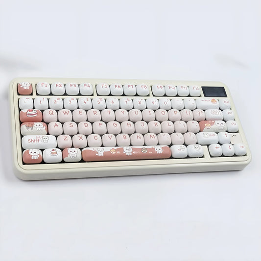 Dessert cat MOG round sublimation key cap for mechanical keyboards with colourful cartoon artwork