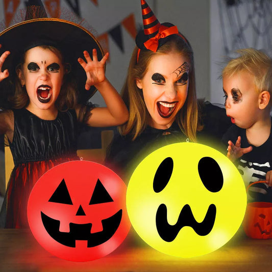 LED Halloween Light Luminous Ball Pumpkin Lamp in white, red, or green with solar charging and waterproof features