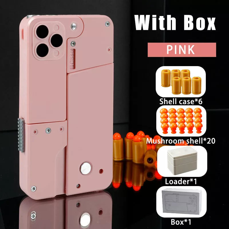 Folding pistol soft bullet toy gun designed like a mobile phone for safe kids play