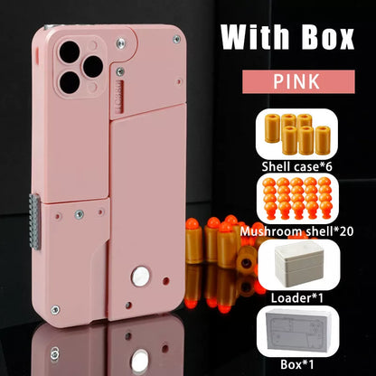 Folding pistol soft bullet toy gun designed like a mobile phone for safe kids play