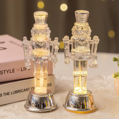 Clear plastic walnut soldier nutcracker Christmas ornament with transparent design for desktop or tree display