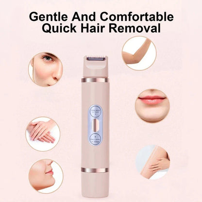 Dual-head electric razor for painless, mess-free hair removal on the face, underarms, bikini line, and legs