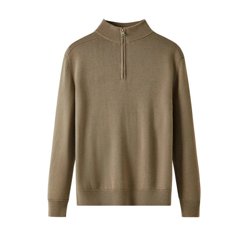 Men's thickened wool casual sweater in slim fit, shown in one of six available colours.