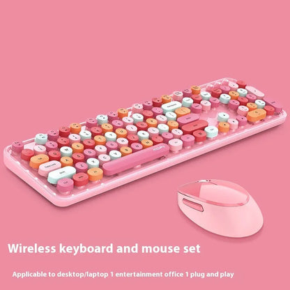 Purple mixed colour wireless keyboard and mouse set with USB receiver for computers