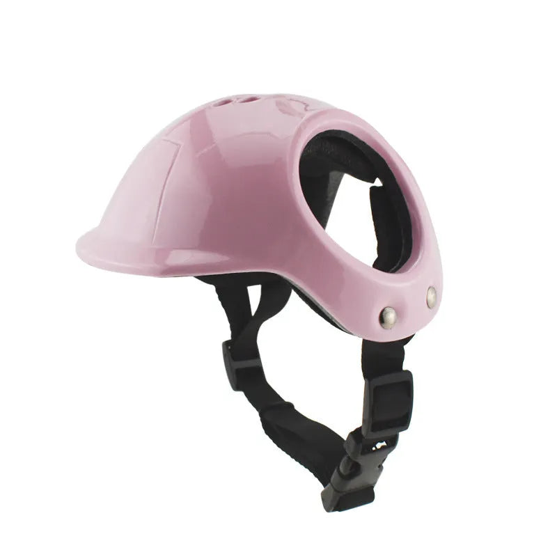 PET plastic cycling helmet for small and medium sized dogs in black, white, or pink colours