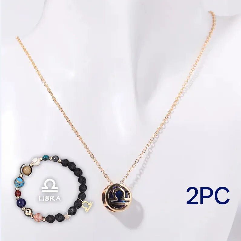 Natural stone beaded necklace and matching bracelet jewellery set with semi-precious gemstones