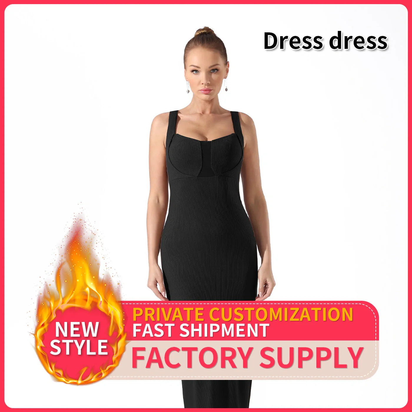 Women's lightweight polyester dress in black and coffee colors, sizes S to 3XL